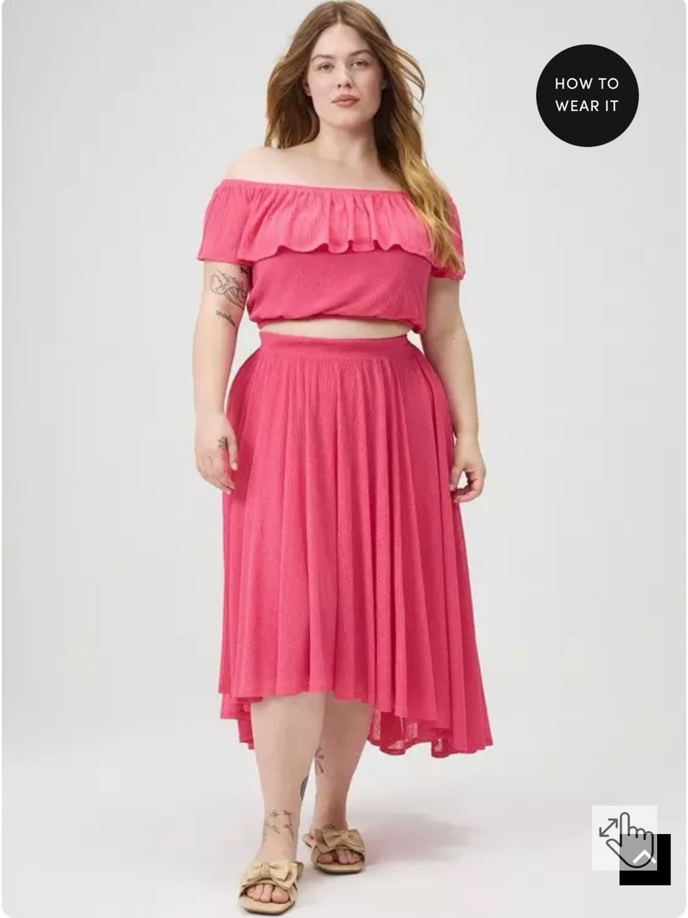 NWT torrid Pink High-Low Midi Skirt Set